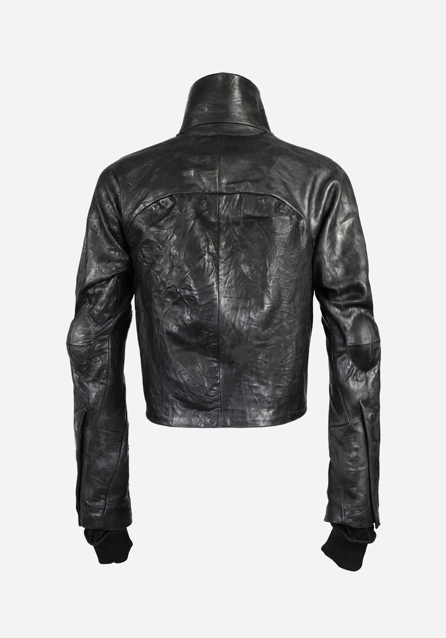 “MAGNUMO” SS LAYERED MORPHED BLADE PROSTHETICA OPEN-WORK BULL LEATHER JACKET - EQUINOX