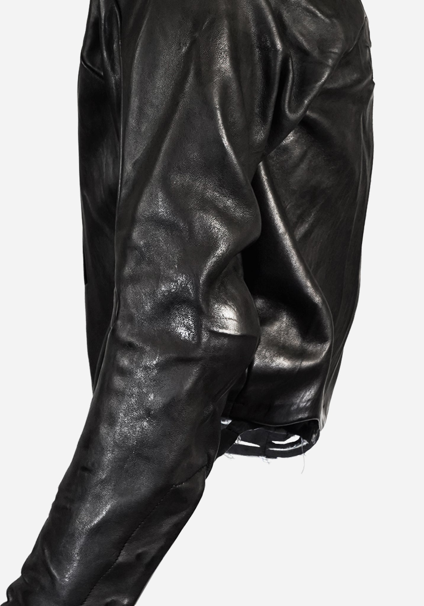 “MAGNUMO” SS LAYERED MORPHED BLADE PROSTHETICA DISTRESSED OPEN-WORK LEATHER JACKET