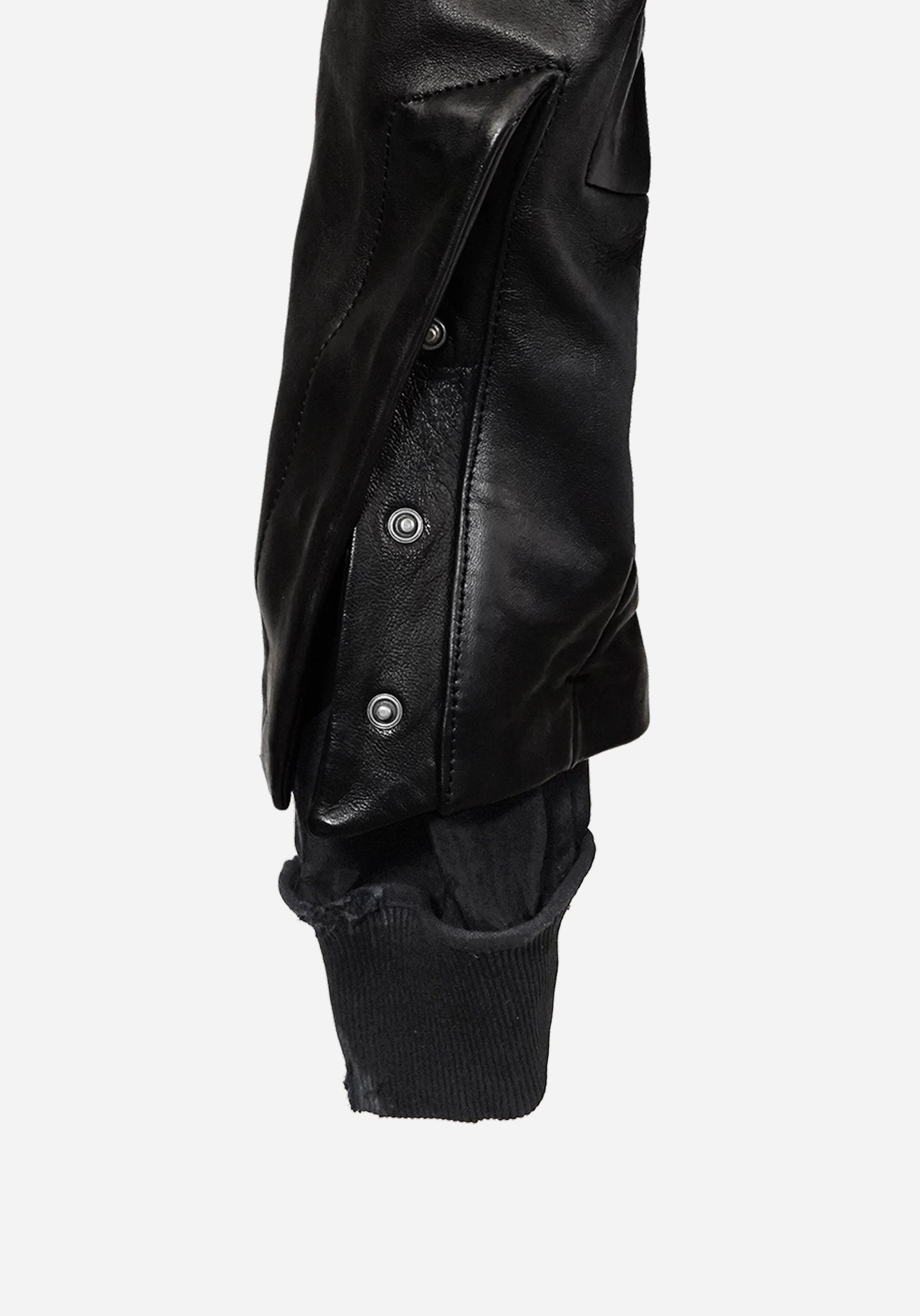 “MAGNUMO” SS LAYERED MORPHED BLADE PROSTHETICA DISTRESSED OPEN-WORK LEATHER JACKET