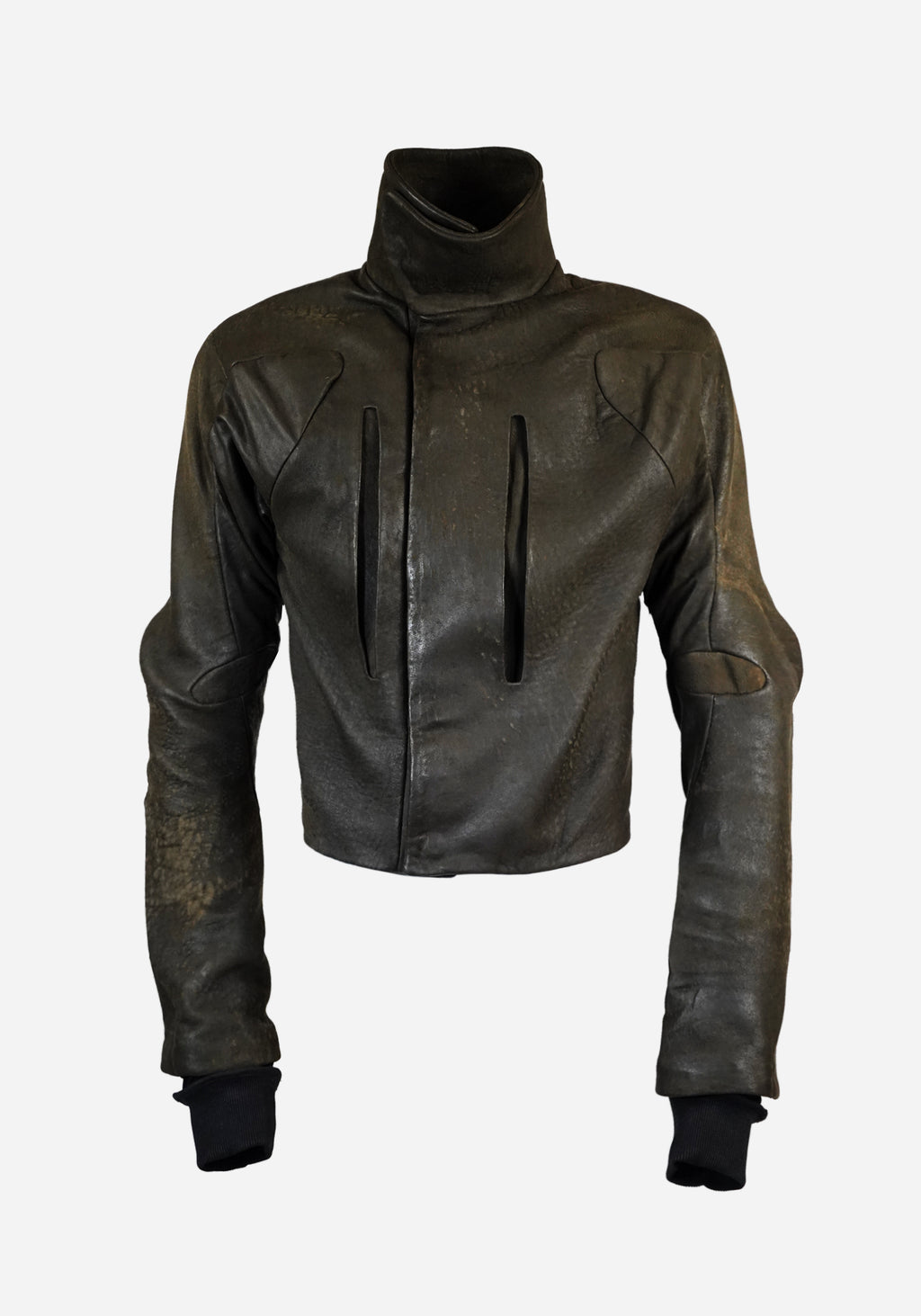 “MAGNUMO” SS LAYERED MORPHED BLADE PROSTHETICA OPEN-WORK NUBUK LEATHER JACKET