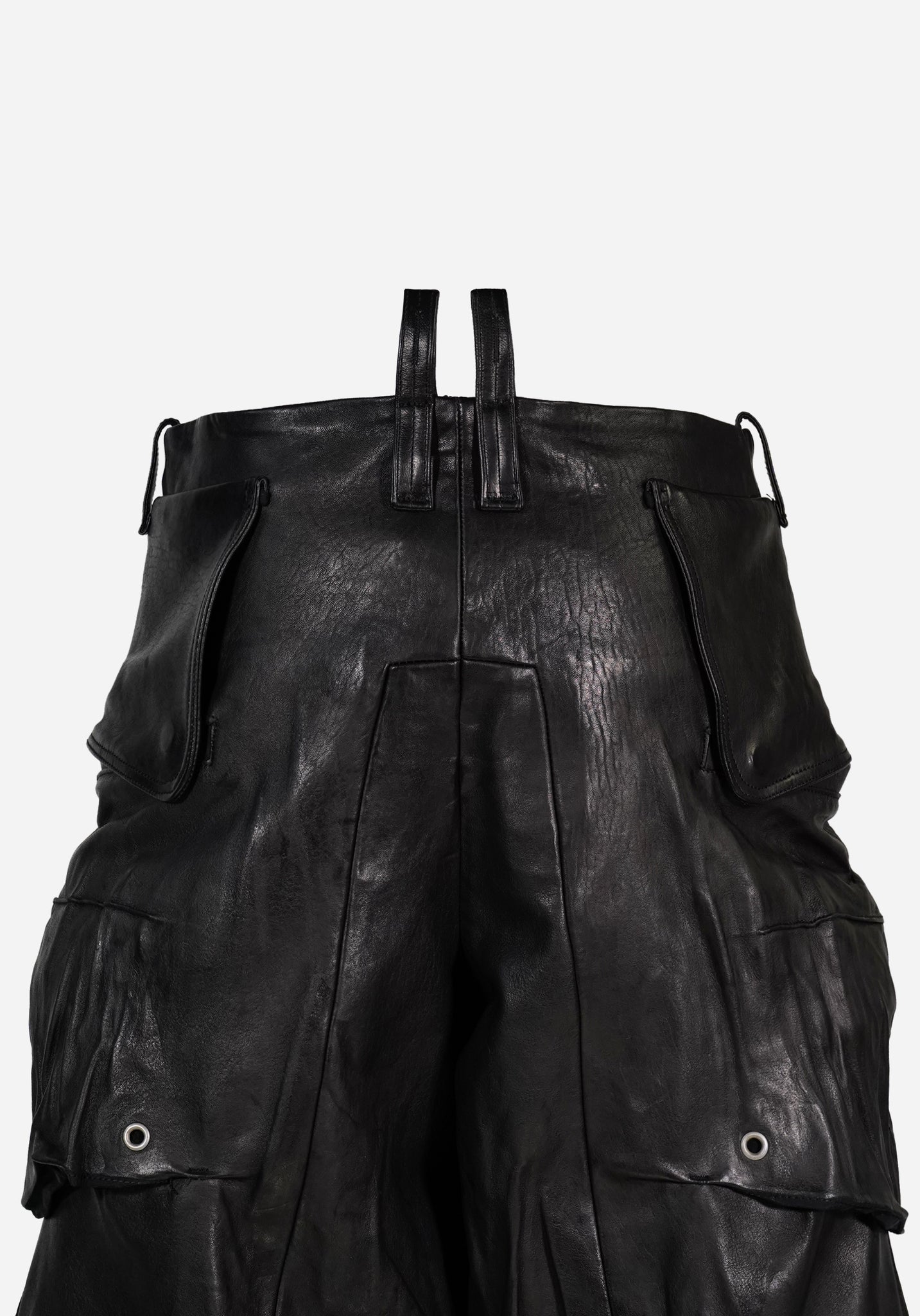 “GATSO” LAYERED MOTOCARGO LEATHER SHORTS