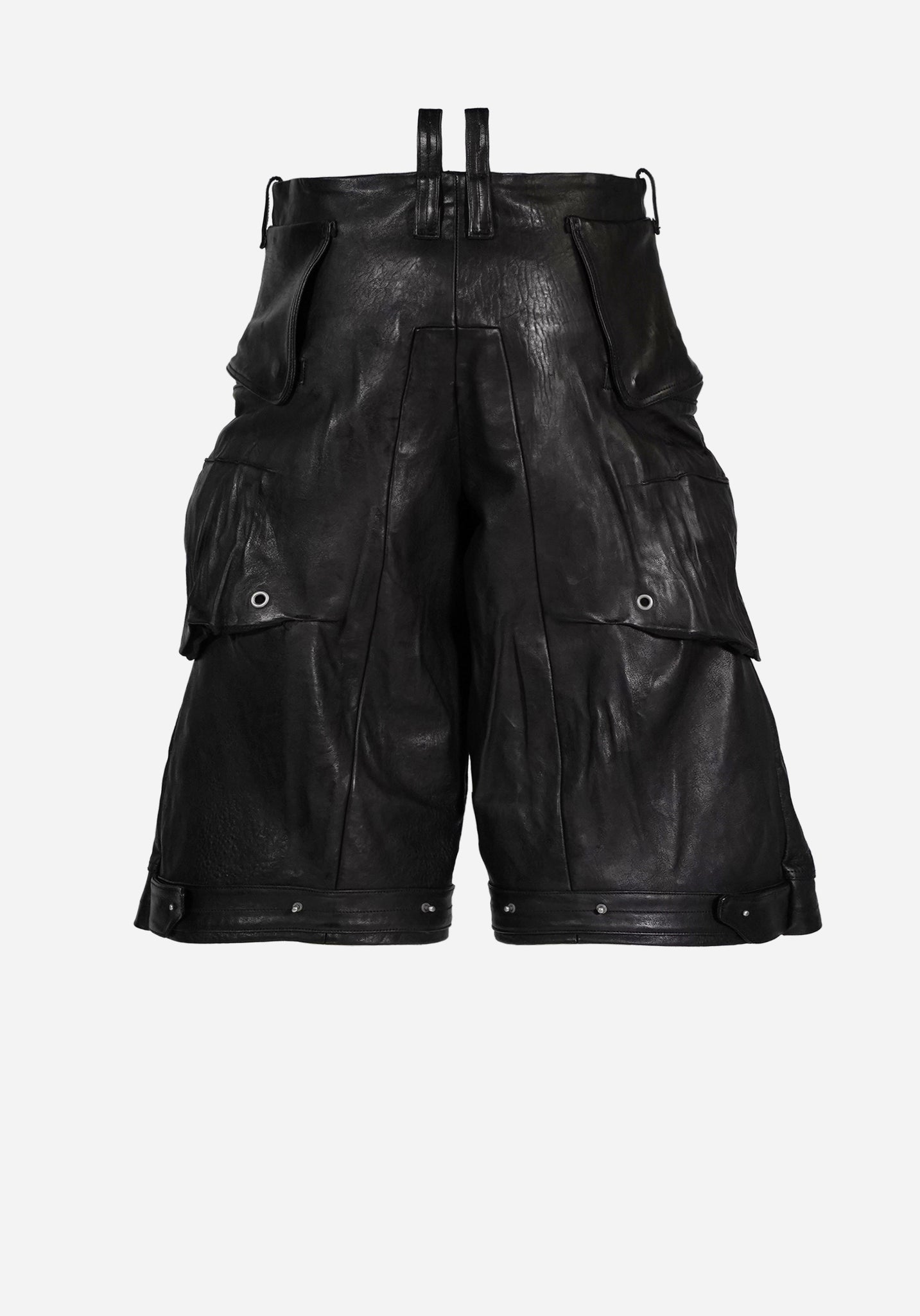 “GATSO” LAYERED MOTOCARGO LEATHER SHORTS