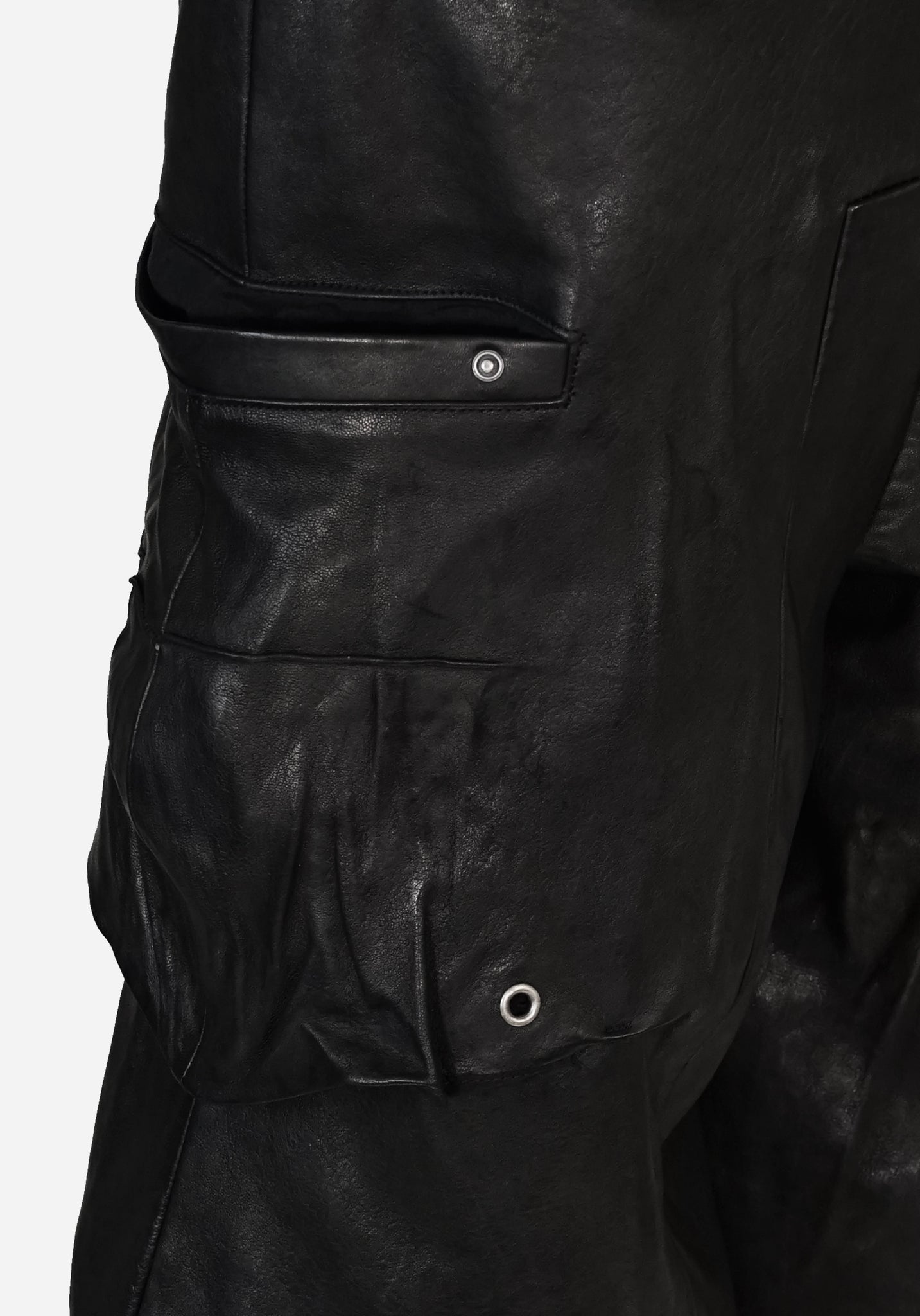 “GATSO” LAYERED MOTOCARGO LEATHER SHORTS