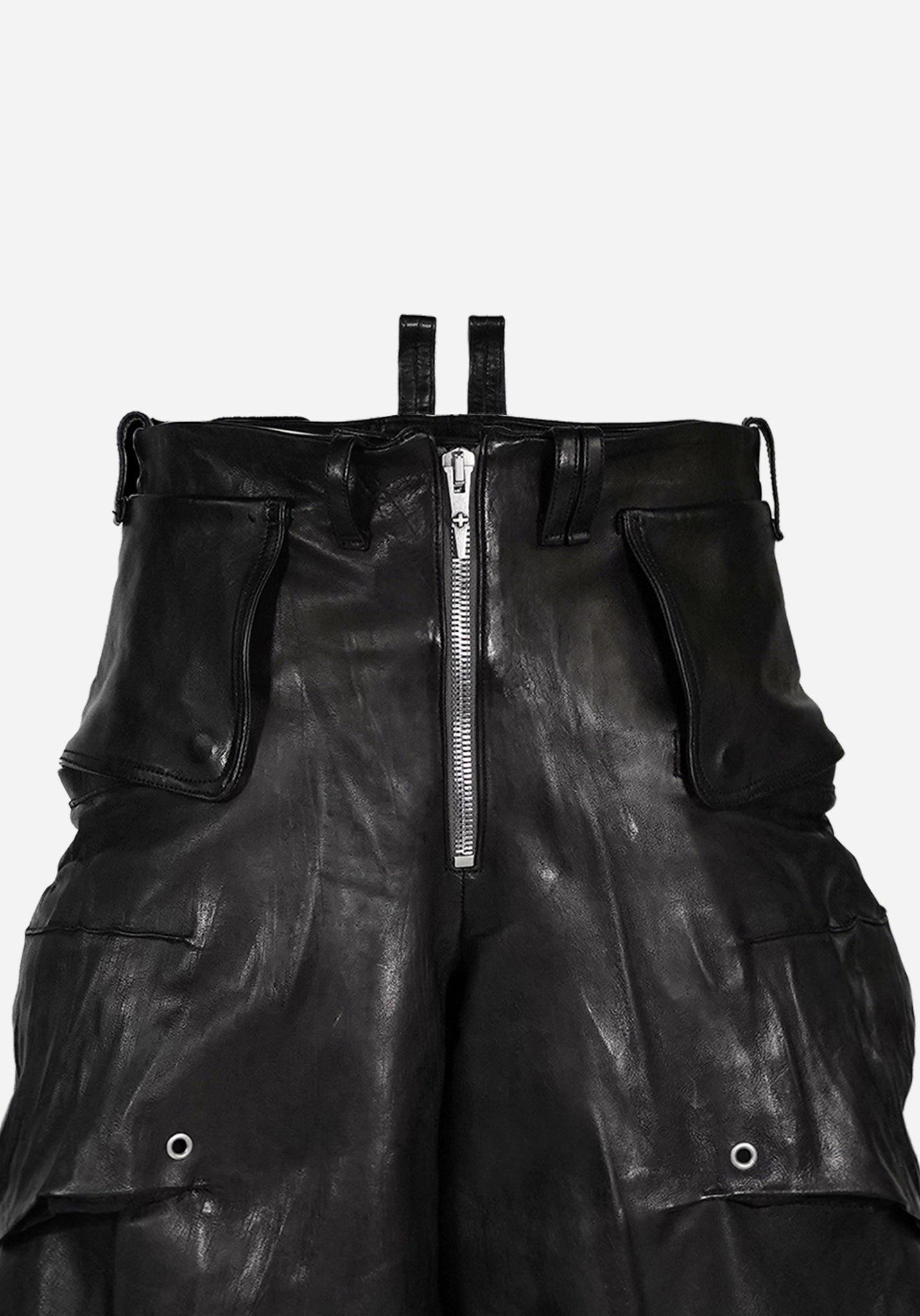 “GATSO” LAYERED MOTOCARGO LEATHER SHORTS