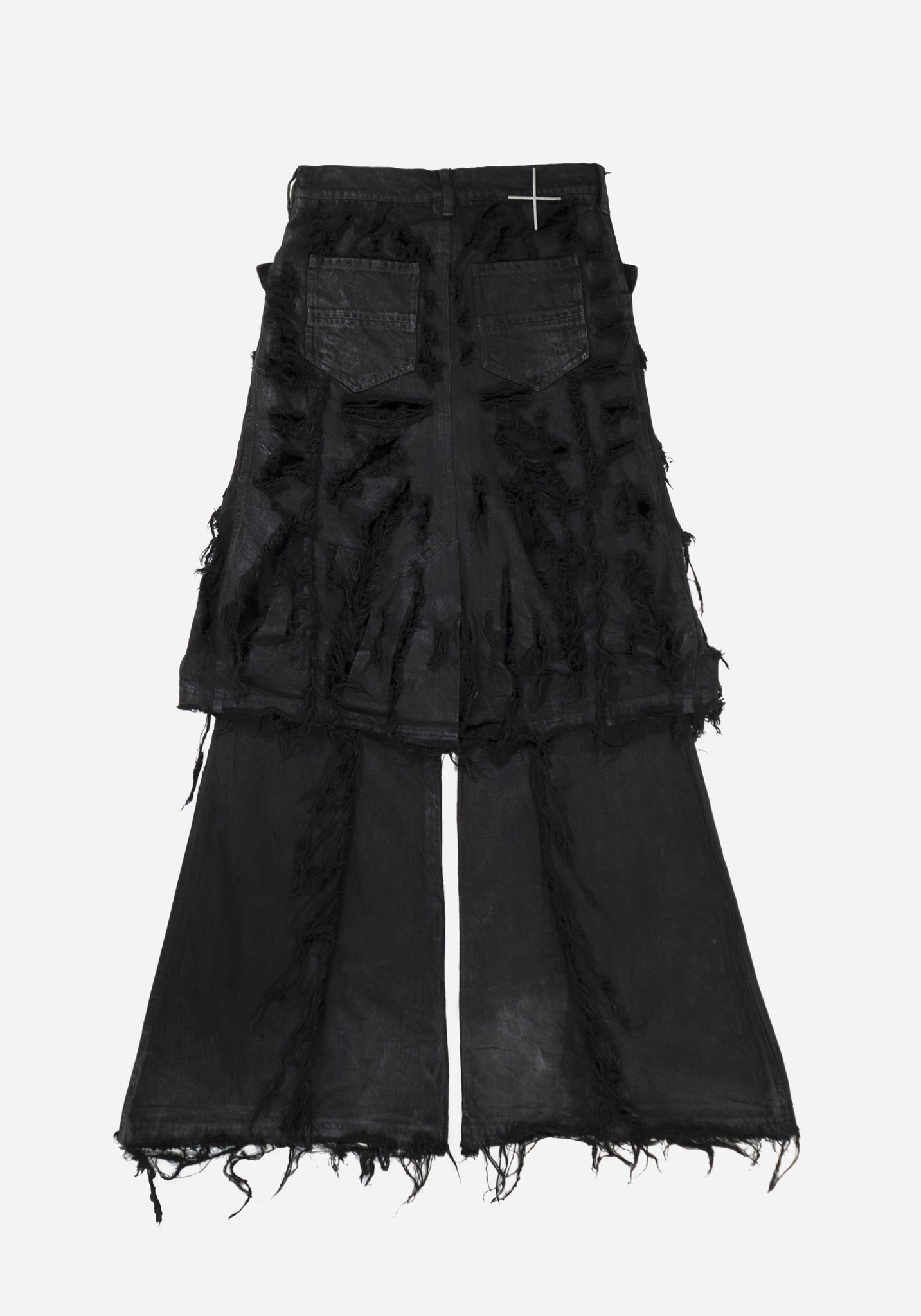 “IRINESTAR” LAYERED DISTRESSED INSERTED FLARED PANTS