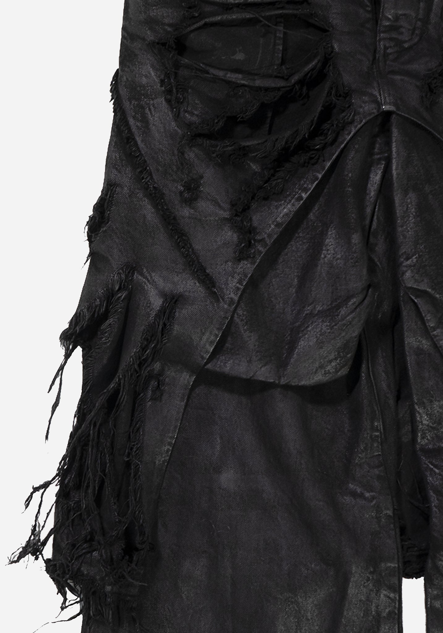 “IRINESTAR” LAYERED DISTRESSED INSERTED FLARED PANTS