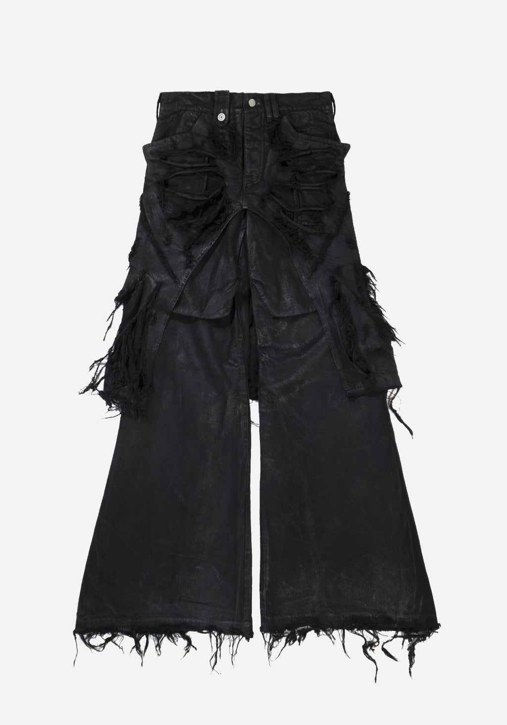 “IRINESTAR” LAYERED DISTRESSED INSERTED FLARED PANTS