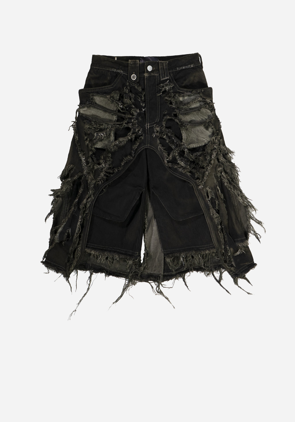 “IRINE” LAYERED DISTRESSED FLARED SKORT