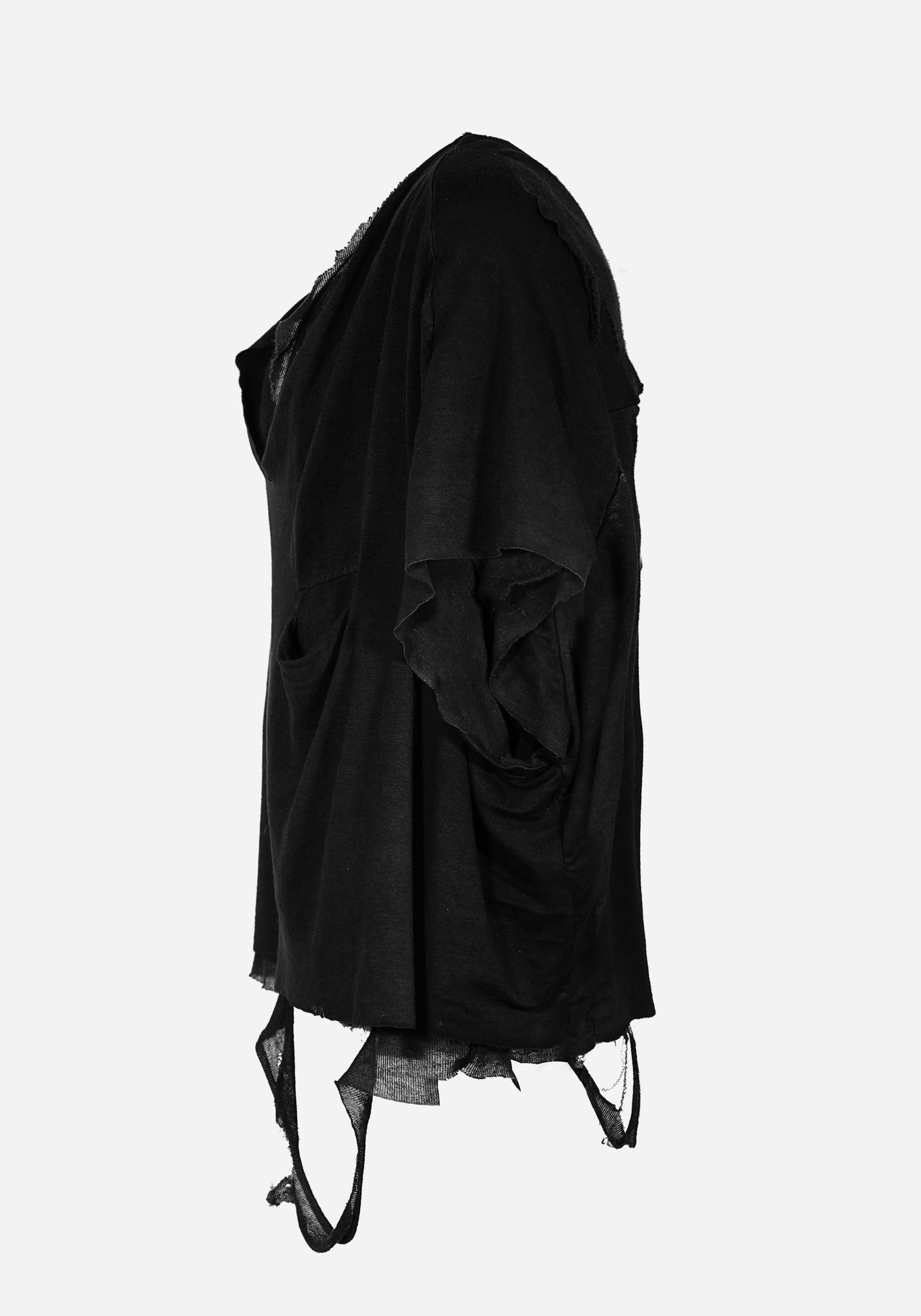 “GARETTE” LAYERED CRACK-BONE THRASHED SWEATER