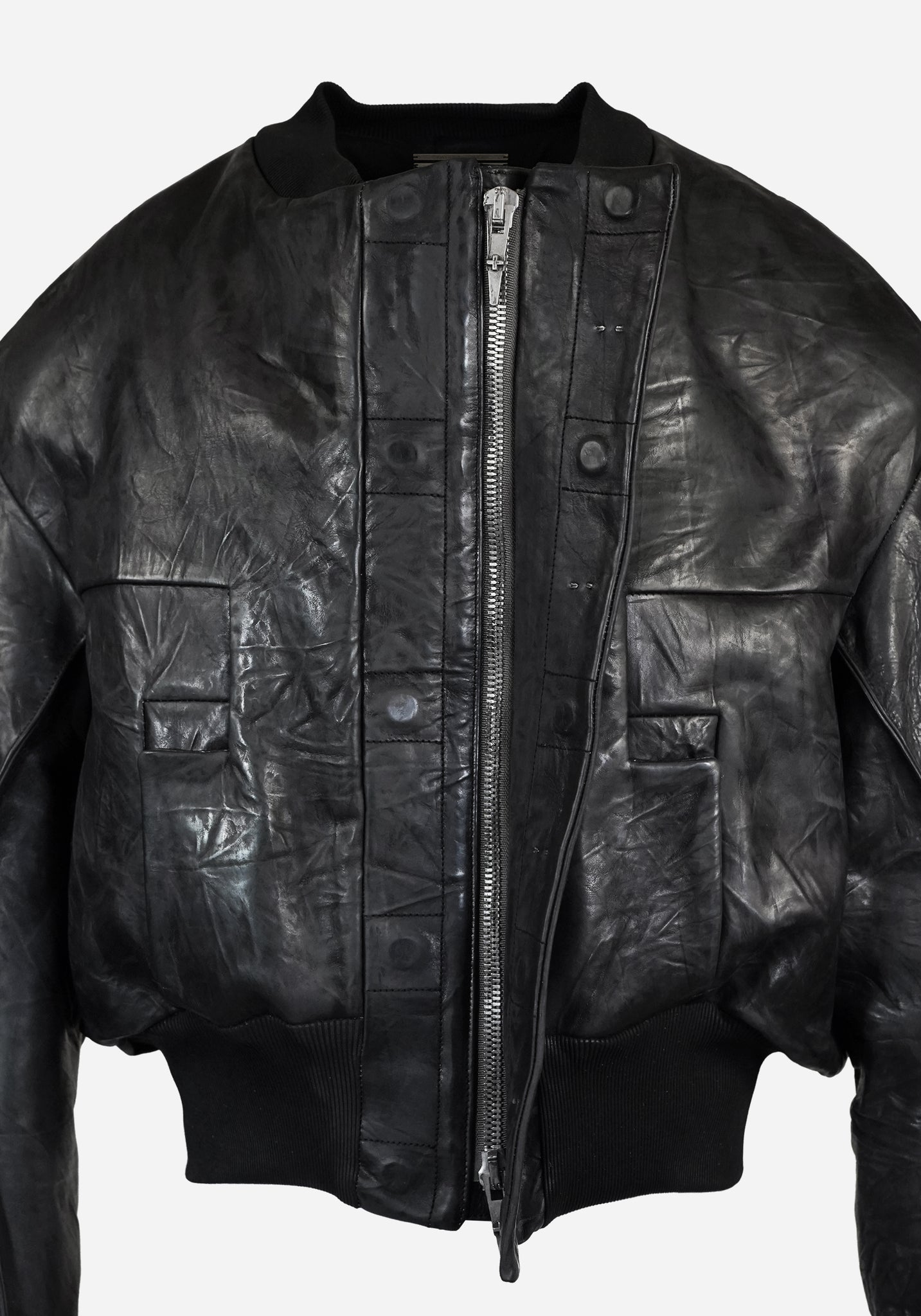 “MASTERONE” SS MAGNETIC LAYERED MORPHED TEMPLAR PROSTHETICA CRACKBONE LEATHER BOMBER JACKET - EQUINOX