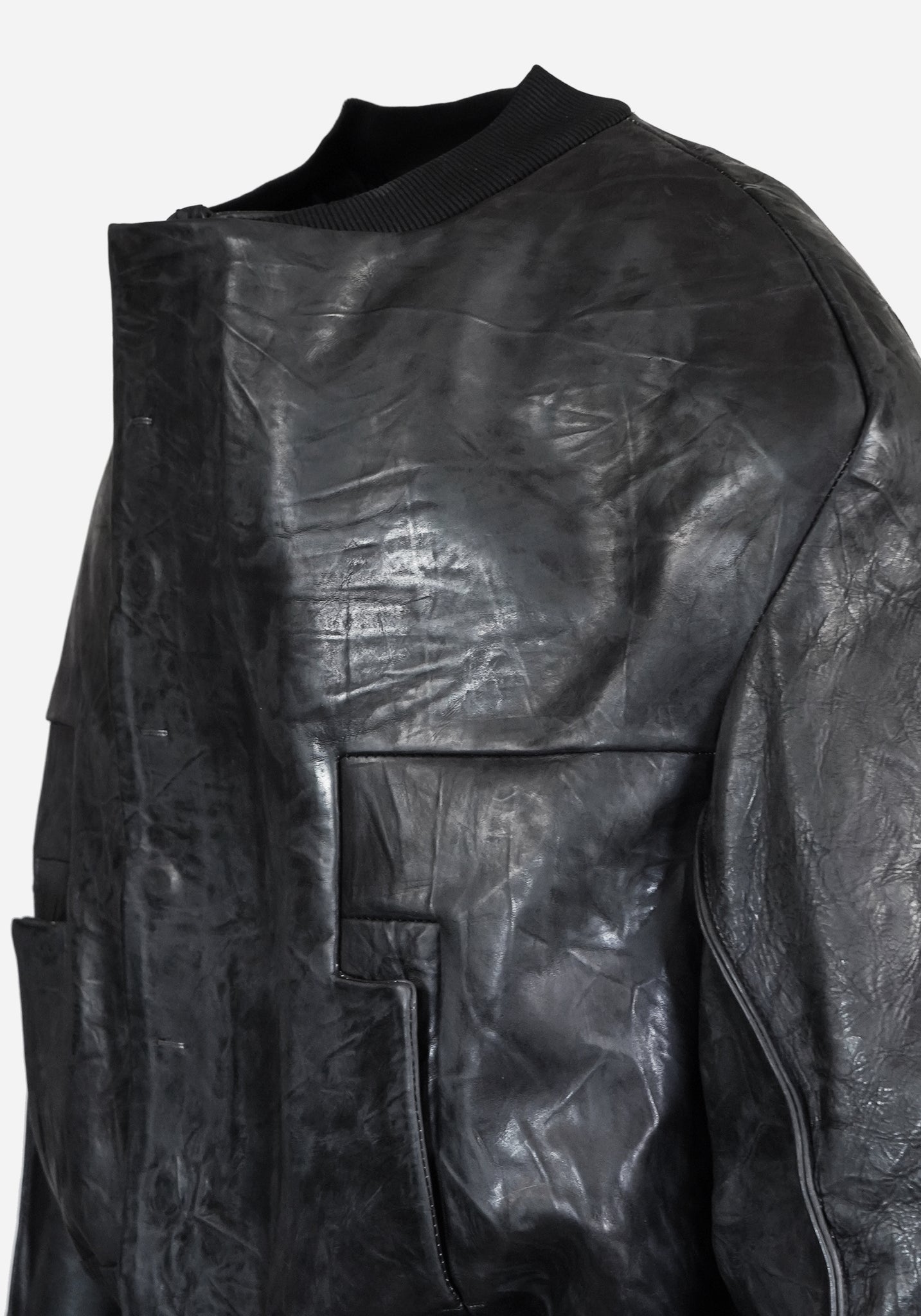 “MASTERONE” SS MAGNETIC LAYERED MORPHED TEMPLAR PROSTHETICA CRACKBONE LEATHER BOMBER JACKET - EQUINOX