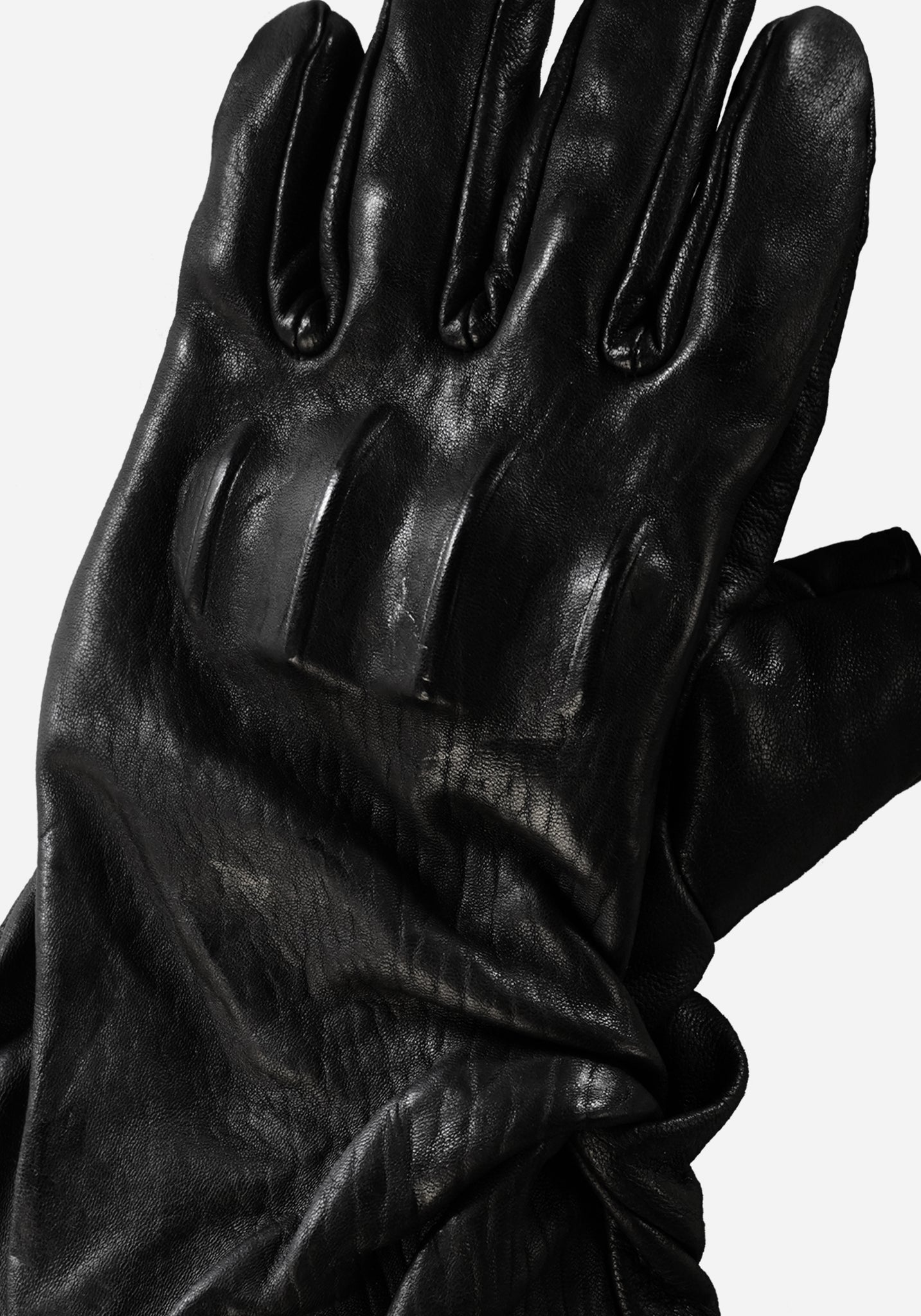 “EXAGOTO” MORPHED CHESTUS PROSTHETIC EXTENDED KNOT LEATHER ZIPPER CARGO GLOVES
