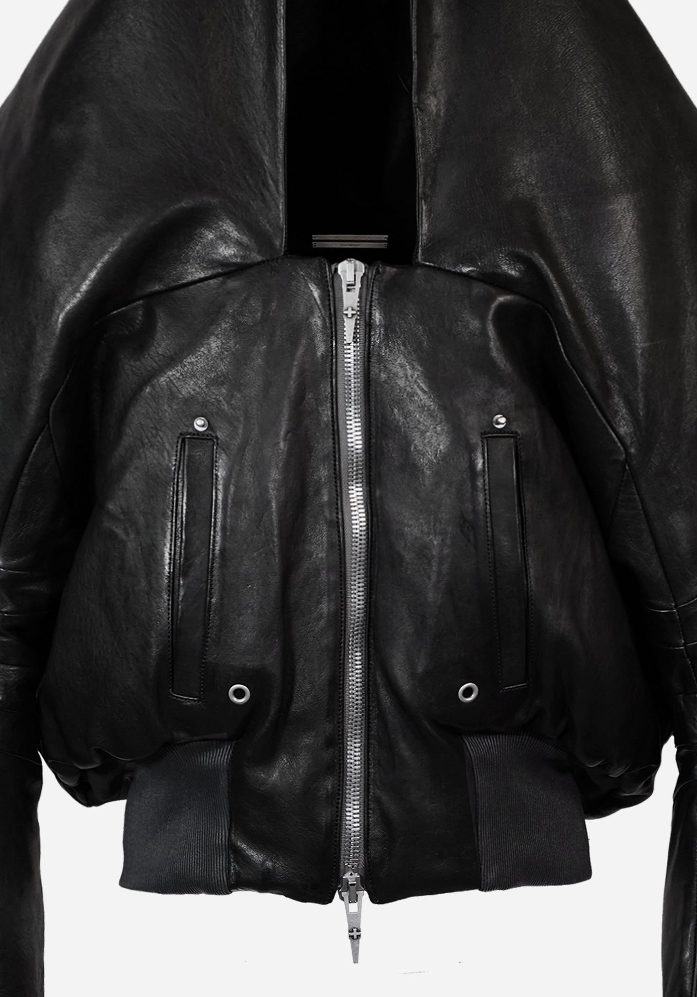 “METHASTERONE” LEATHER MAC BOMBER JACKET