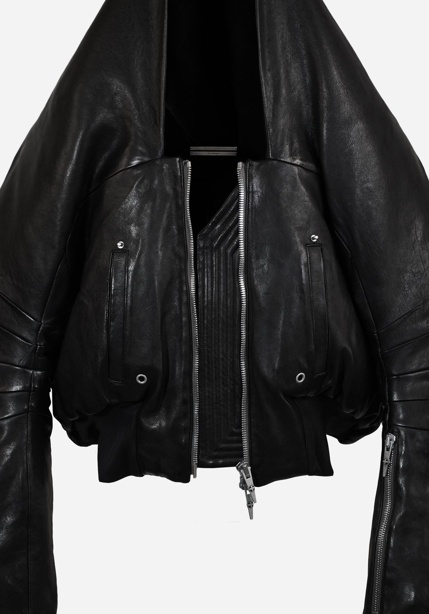 “METHASTERONE” LEATHER MAC BOMBER JACKET