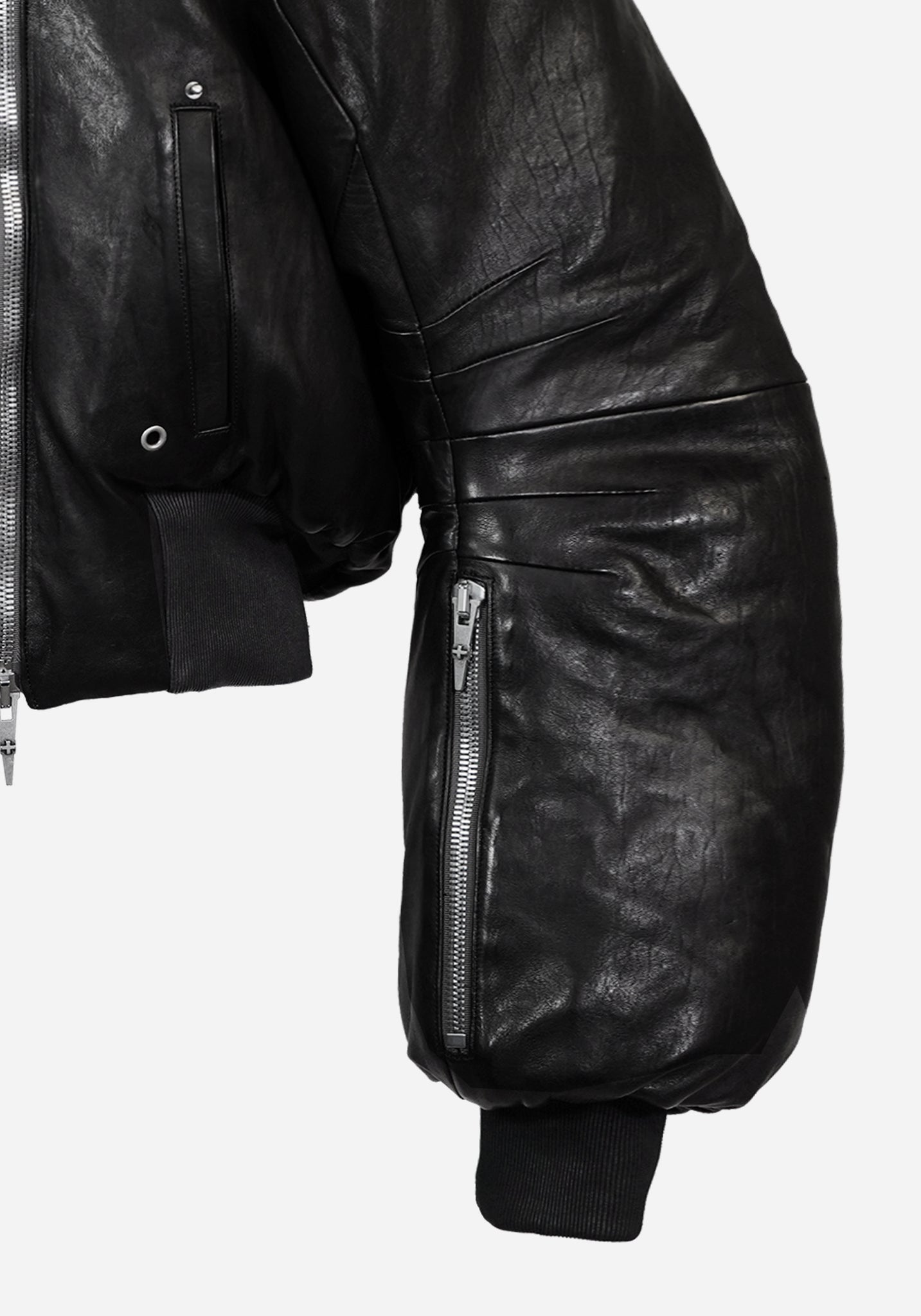 “METHASTERONE” LEATHER MAC BOMBER JACKET