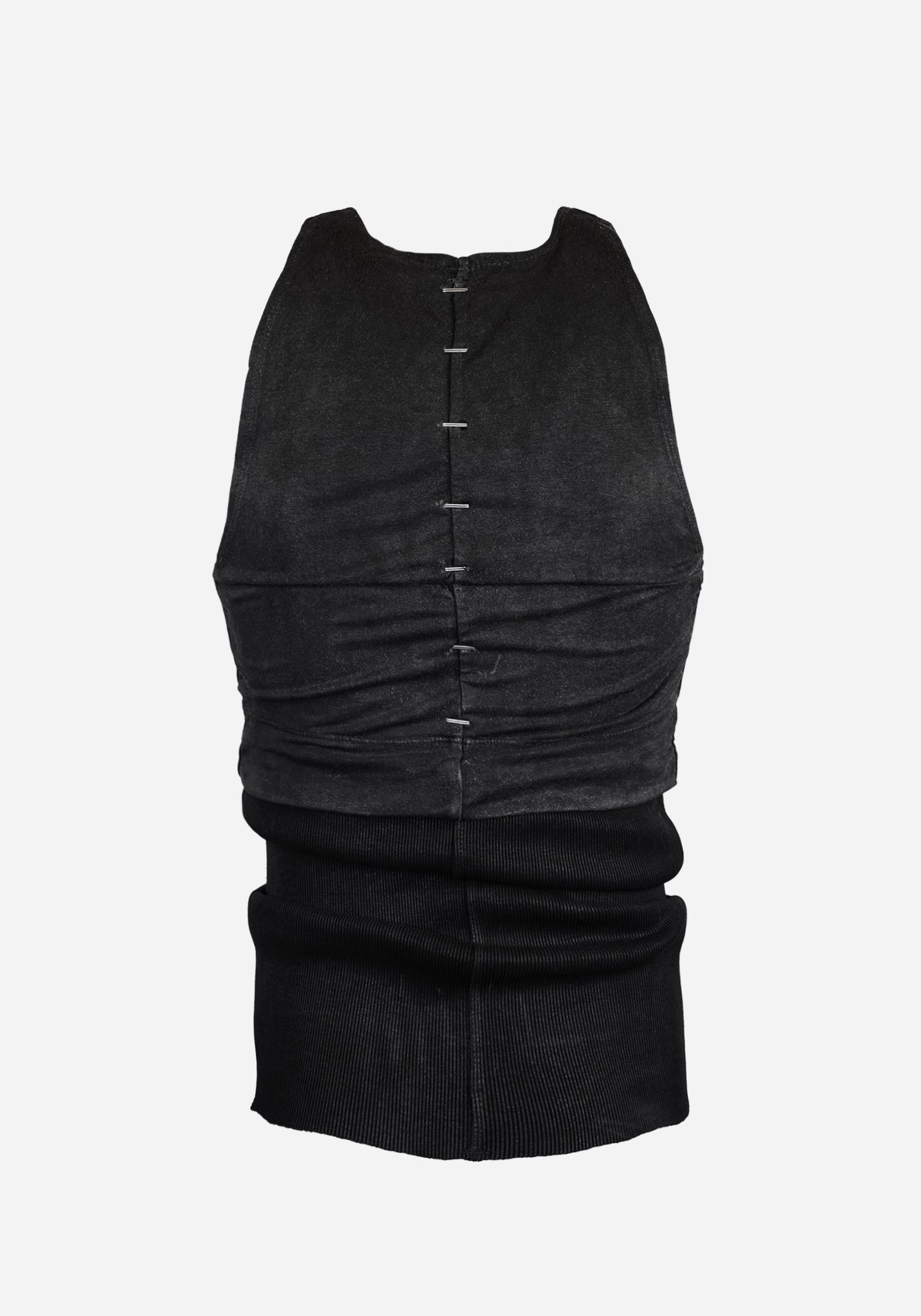 “SKINS” LAYERED CRACK-BONE FLACCID TANK TOP